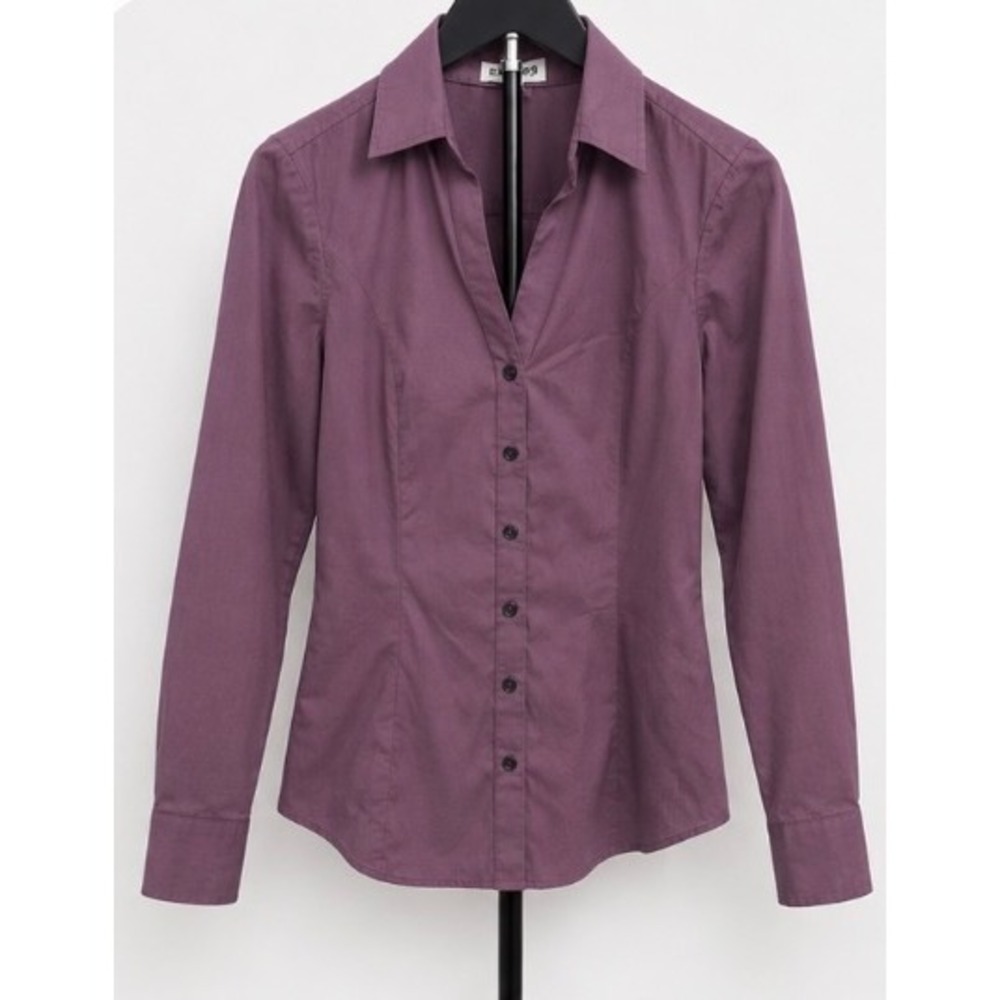 Express Ultimate Essential Shirt Womens Medium Purple Button Down Long Sleeve M